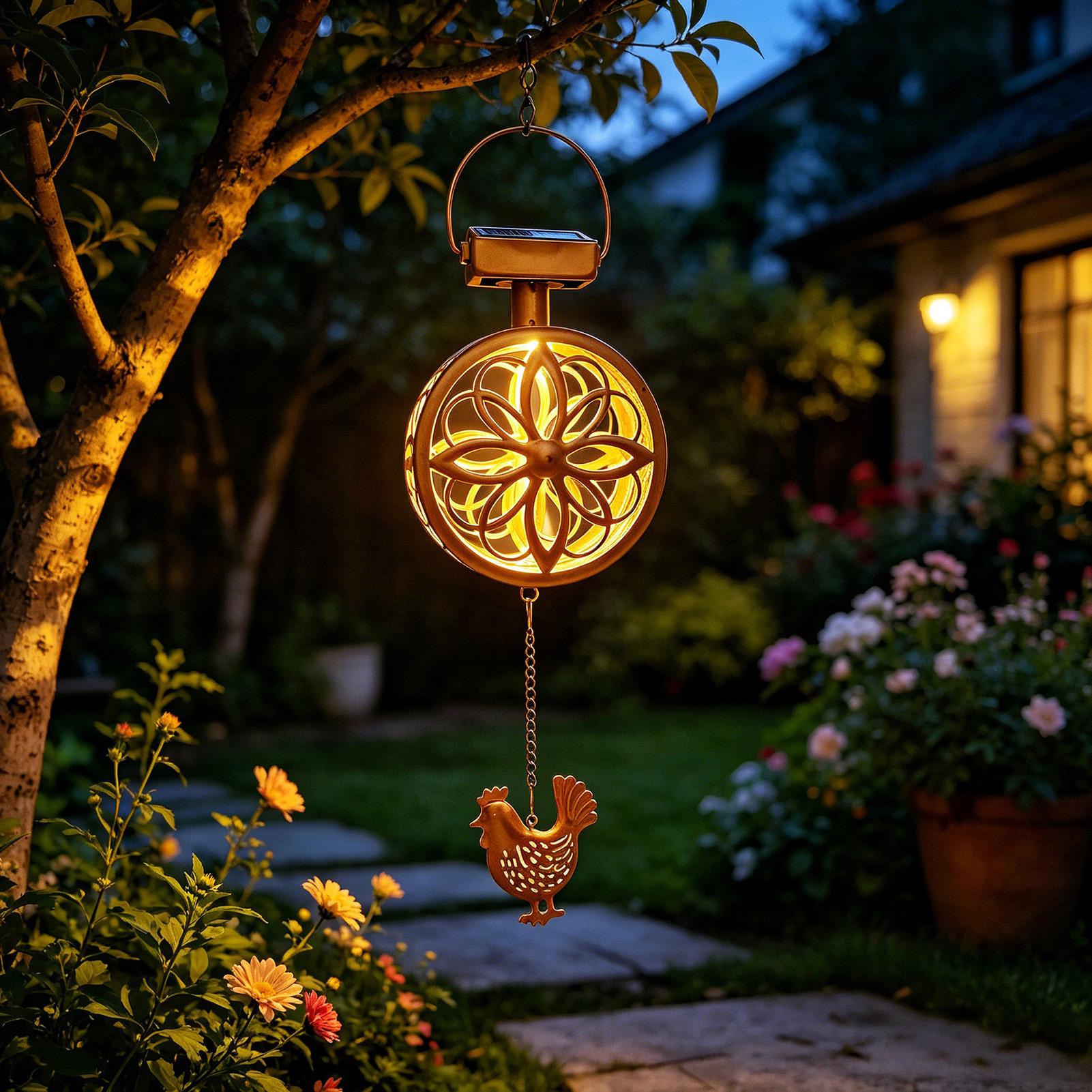 Outdoor Lighting Yard Decoration - Солнечный уличный подвесной светильник-колокольчик из железа