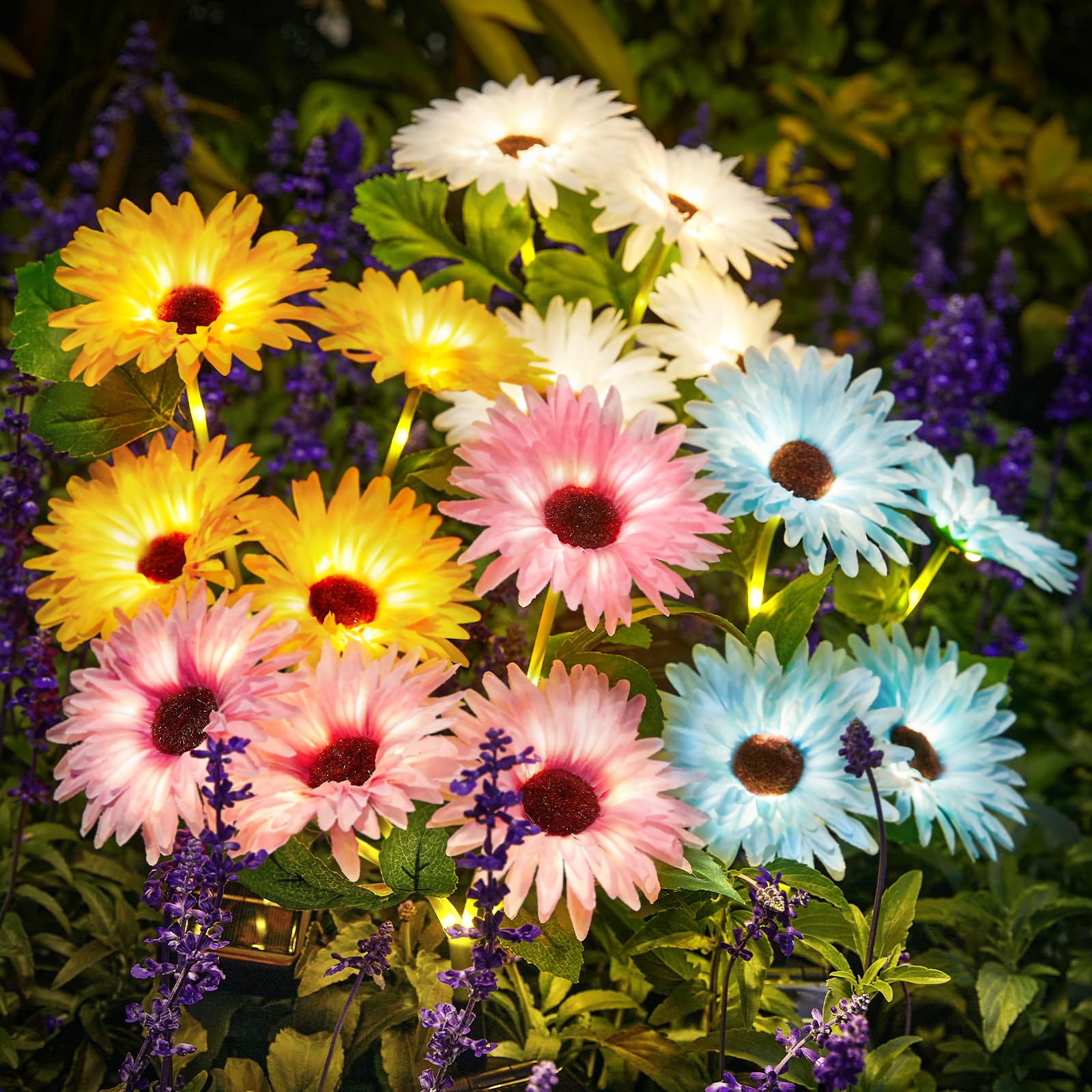 Outdoor Lighting Yard Decoration - Солнечные садовые светильники, 16 светящихся цветов-маргариток,