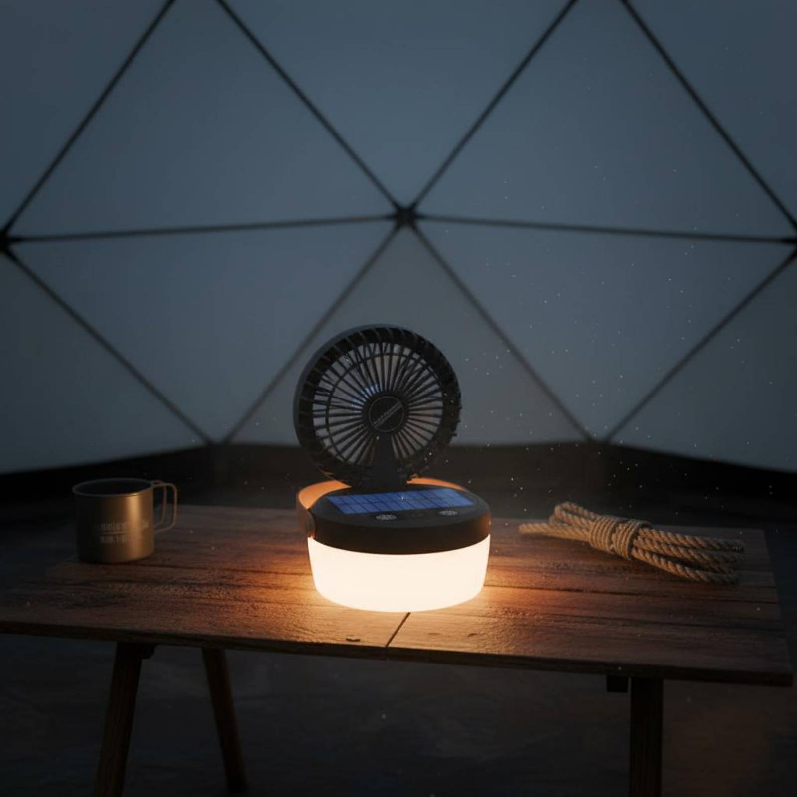 Hanging Outdoor Lighting - Солнечный кемпинговый вентилятор-фонарь: складная конструкция, три