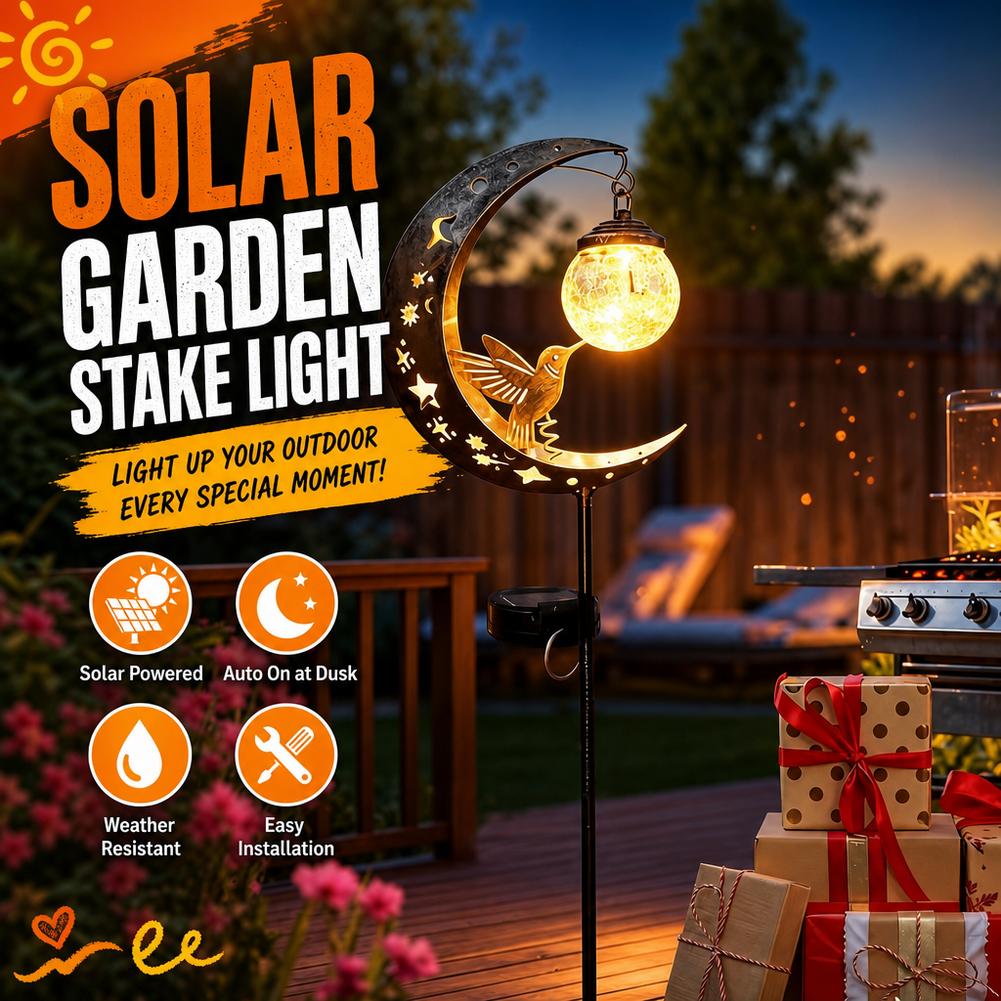 Outdoor Lighting Yard Decoration - Солнечный садовый светильник-колышек с силуэтом колибри,